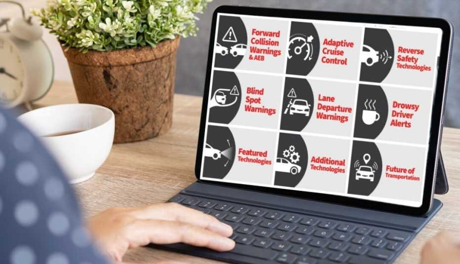 Laptop computer with a menu of safe driving videos