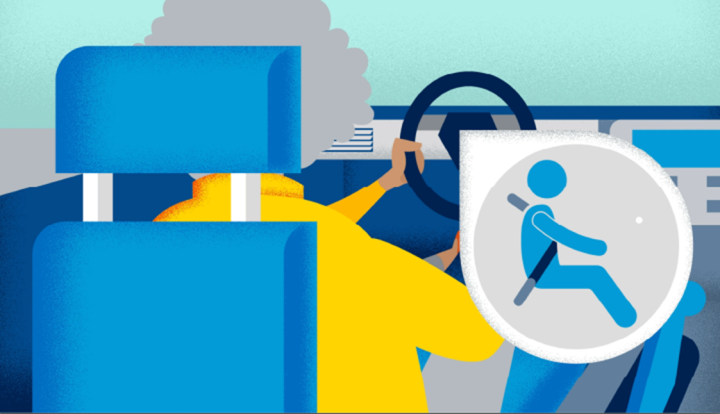 Graphic of a woman not wearing a seatbelt