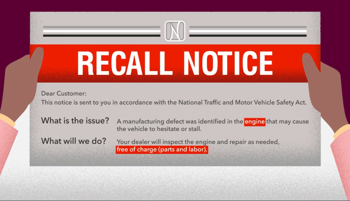 Graphic of a recall notice