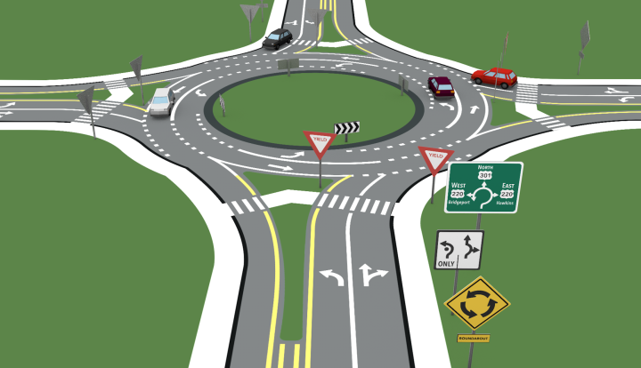Graphic of a traffic roundabout