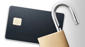 Image of a pad lock on top of a credit card