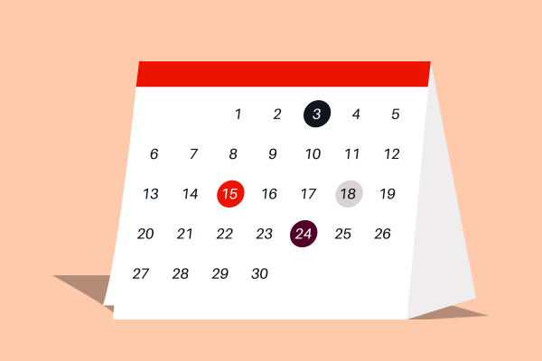 Graphic of a calendar with dates highlighted