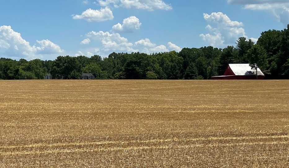 Scene of a farm field and farm house Scene of a farm field and farm house