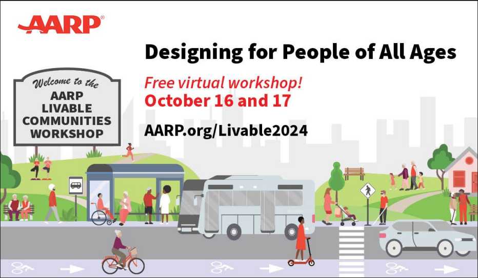 Illustration promoting the AARP Livable Communities Workshop Designing for People of All Ages Illustration promoting the AARP Livable Communities Workshop Designing for People of All Ages