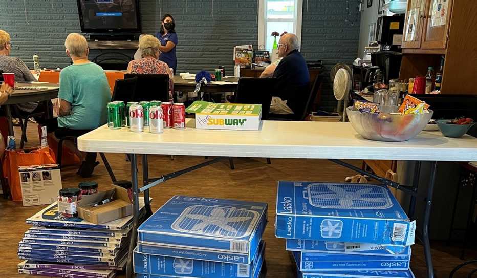 Among the workshop giveaways: box fans and air filters. An attendee praised the food table: “The great snacks helped make sure we didn’t have to leave in order to eat.” 