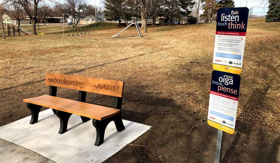 A bench in a public space in Yankton, South Dakota
