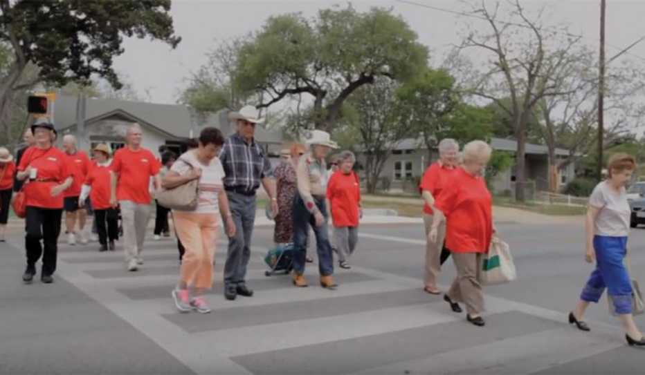 Older residents of South Austin, Texas, use a crosswalk they advocated to have installed. Older residents of South Austin, Texas, use a crosswalk they advocated to have installed
