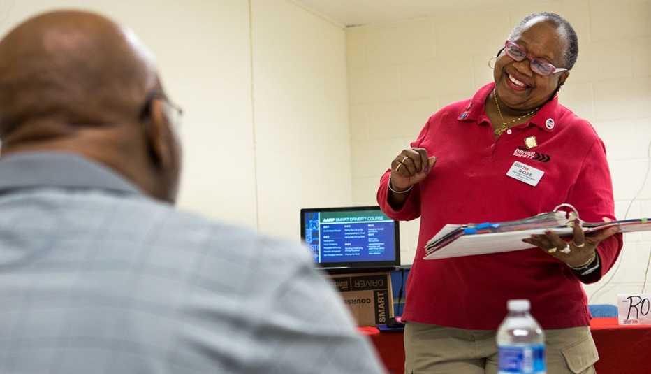 AARP Driver Safety instructor Rose Hobson teaching a course in District Heights, Maryland