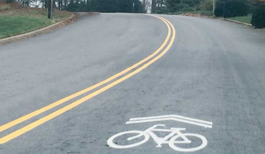 A sharrow lane in Raleigh, North Caroline