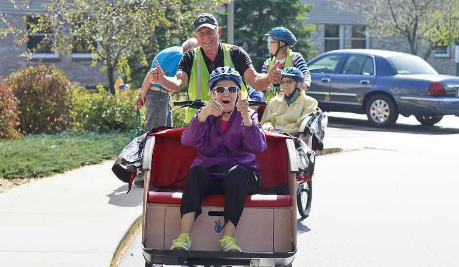 Cycling Without Age pilot and passenger