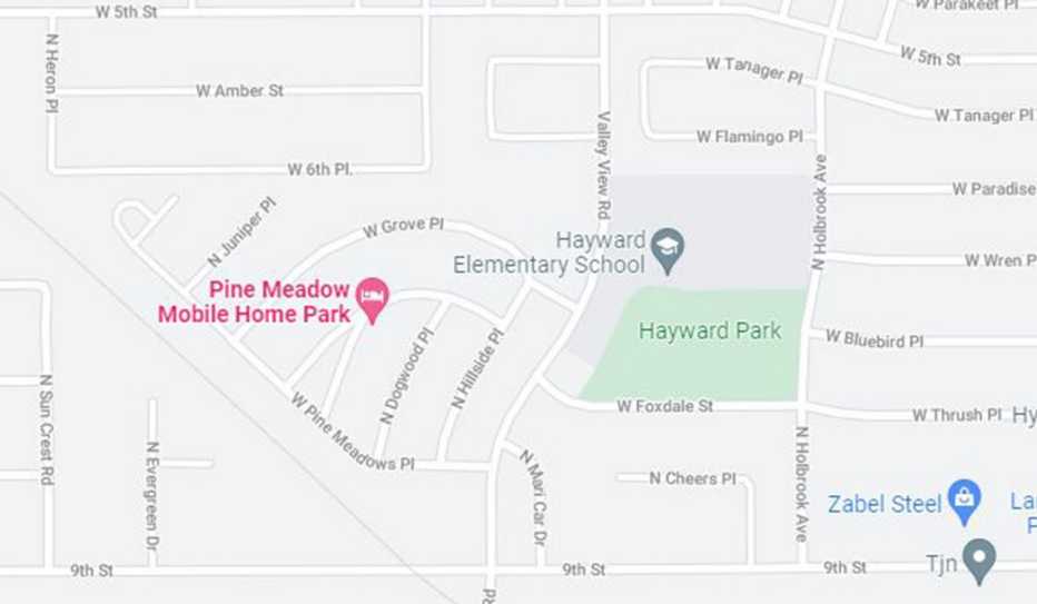 Map showing the Hayward neighborhood in Sioux Falls, South Dakota