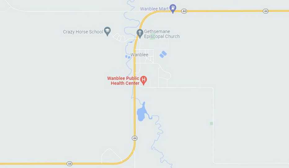 Wanblee, South Dakota, as shown on Google Maps. Wanblee, South Dakota, as shown on Google Maps.