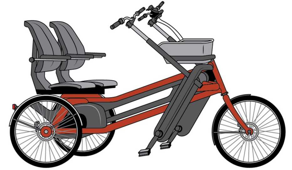 Illustration of a side-by-side tandem bicycle