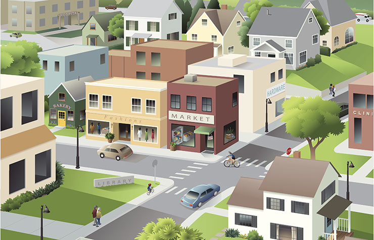 Small town main street. Livable Communities.