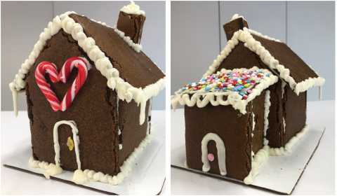 A chocolate cookie bread house with an ADU