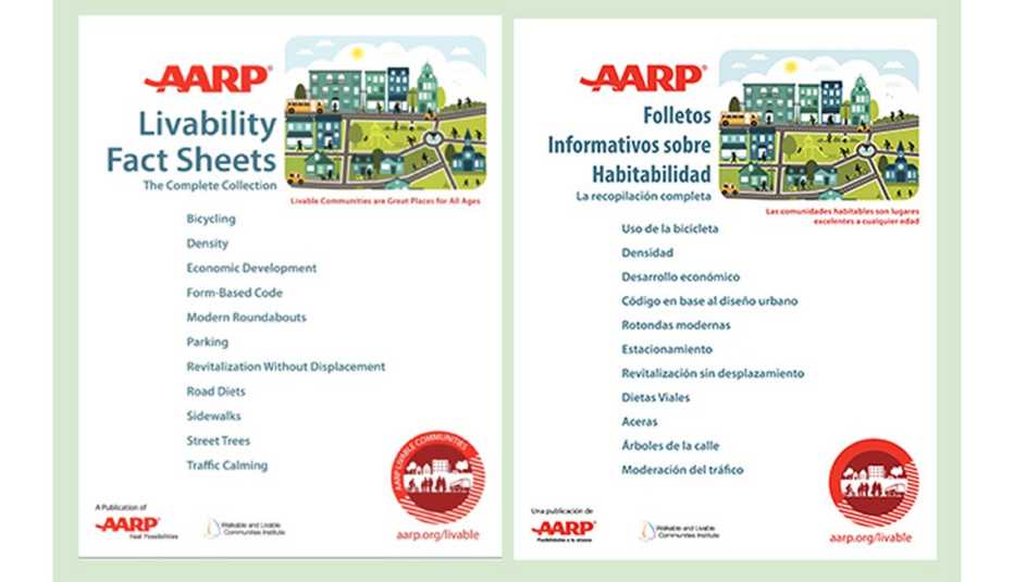 AARP Livability Fact Sheets in english and spanish The award-winning, 11-part AARP Livability Fact Sheets series is available in English and Spanish. (Follow the links below to download individual fact sheets or the entire collection.) AARP Livability Fact Sheets