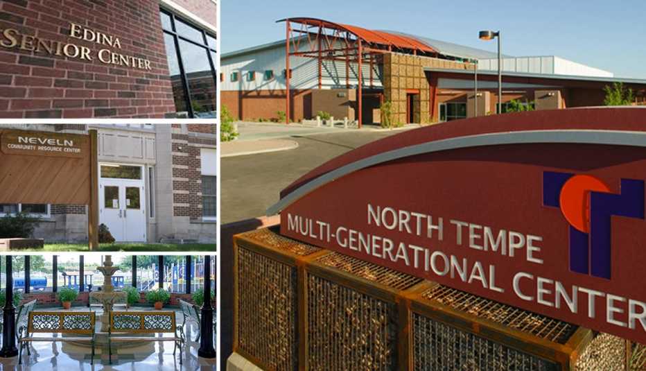 Pictures of four shared space buildings. Pictures of four shared space buildings.