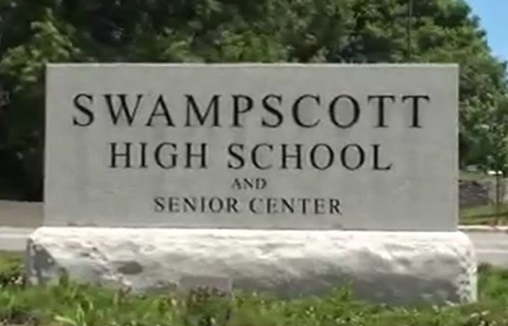 Sign at the entrance of Swampscott High School and Senior Center Sign at the entrance of Swampscott High School and Senior Center
