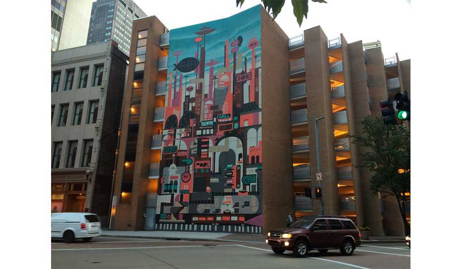 Parking garage mural