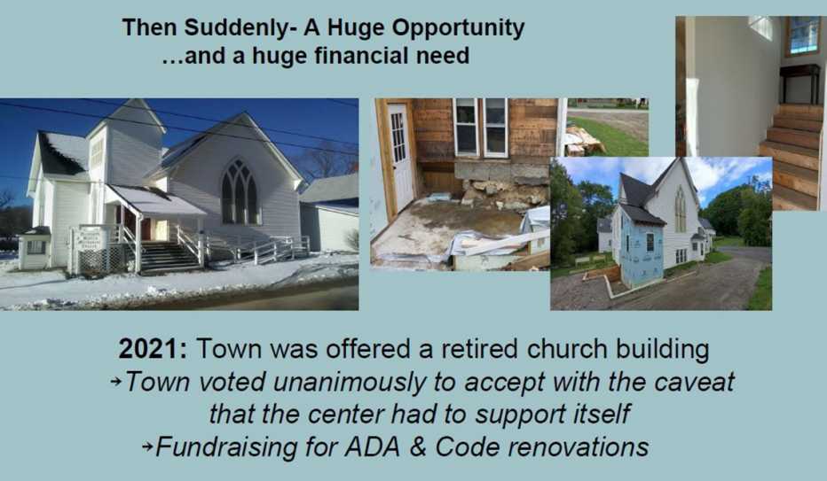 A presentation slide about the creation of the Danford Livable Community Center