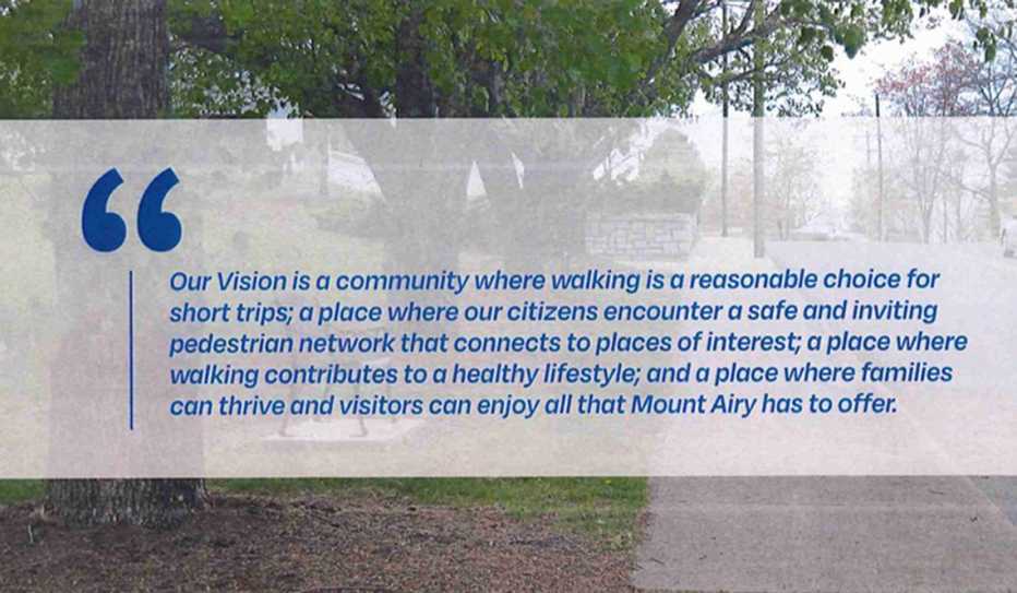 Image and quote from the Walk! Mount Airy pedestrian plan published in June 2023