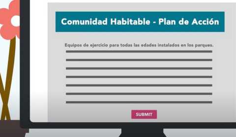 Illustration showing a computer with an Action Plan document