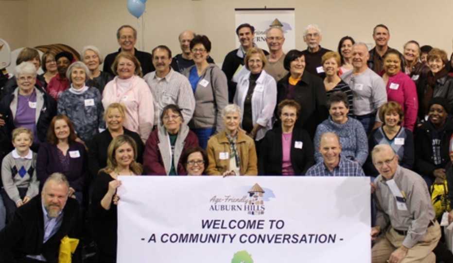 Attendees of an Age-Friendly Auburn Hills event pose for a group photo Attendees of an Age-Friendly Auburn Hills event pose for a group photo