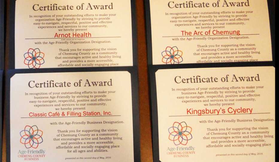 Chemung County Age-Friendly Certificates