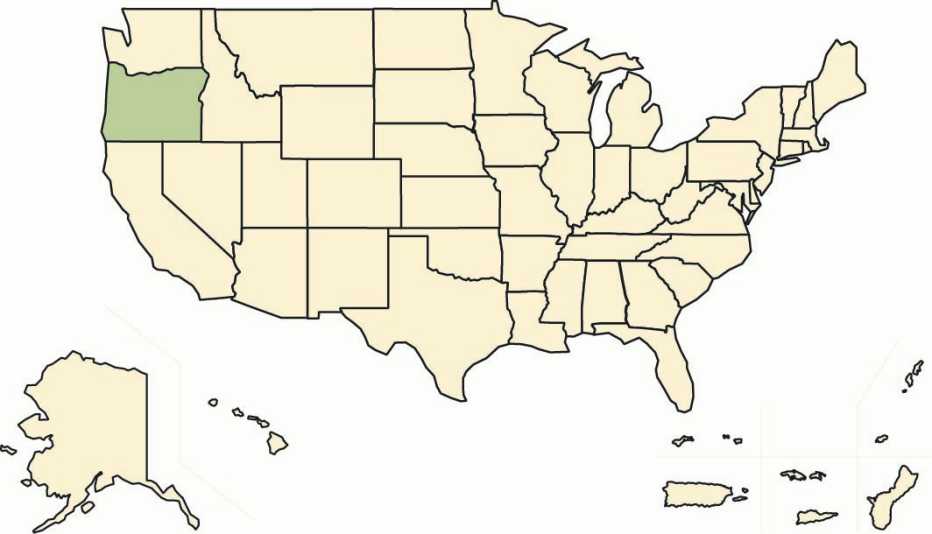 Map showing Oregon as a member of the AARP Network of Age-Friendly States and Communities
