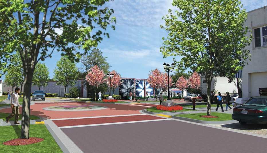Exmore Virginia, Rendered Drawing, Renovation, Suburban Streets, Livable Communities