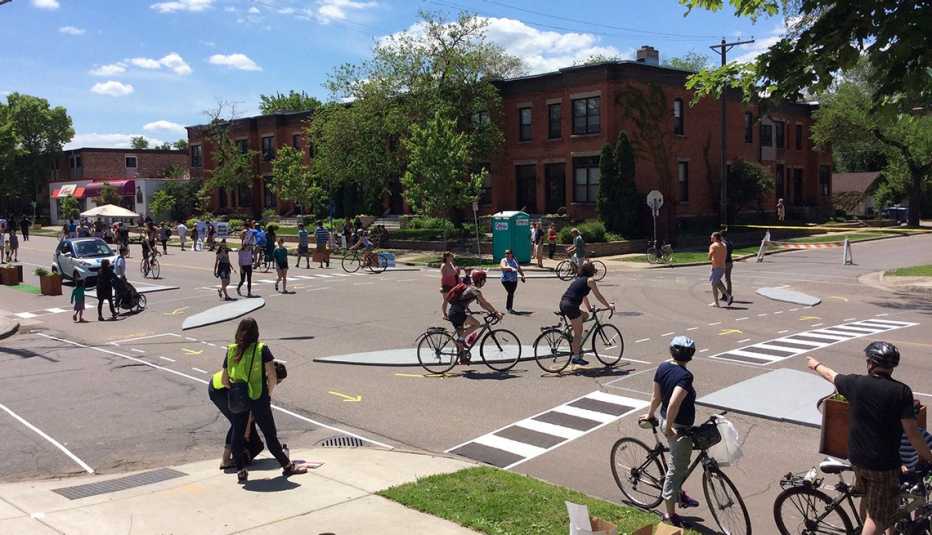 Protected Intersection, Bikers, Cars, Pedestrians, Pop Up Intersections, Livable Communities