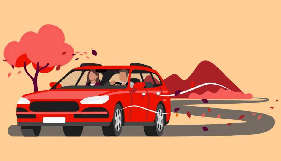 car on road in fall