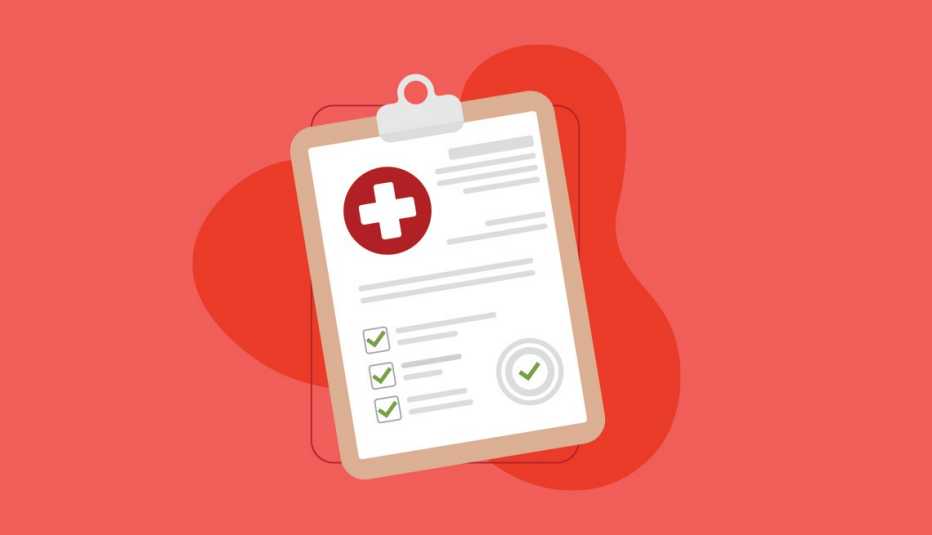 illustration of a clipboard with a medical cross and a checklist on it
