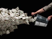 bucket money thrown out waste health care robbing sick fraud