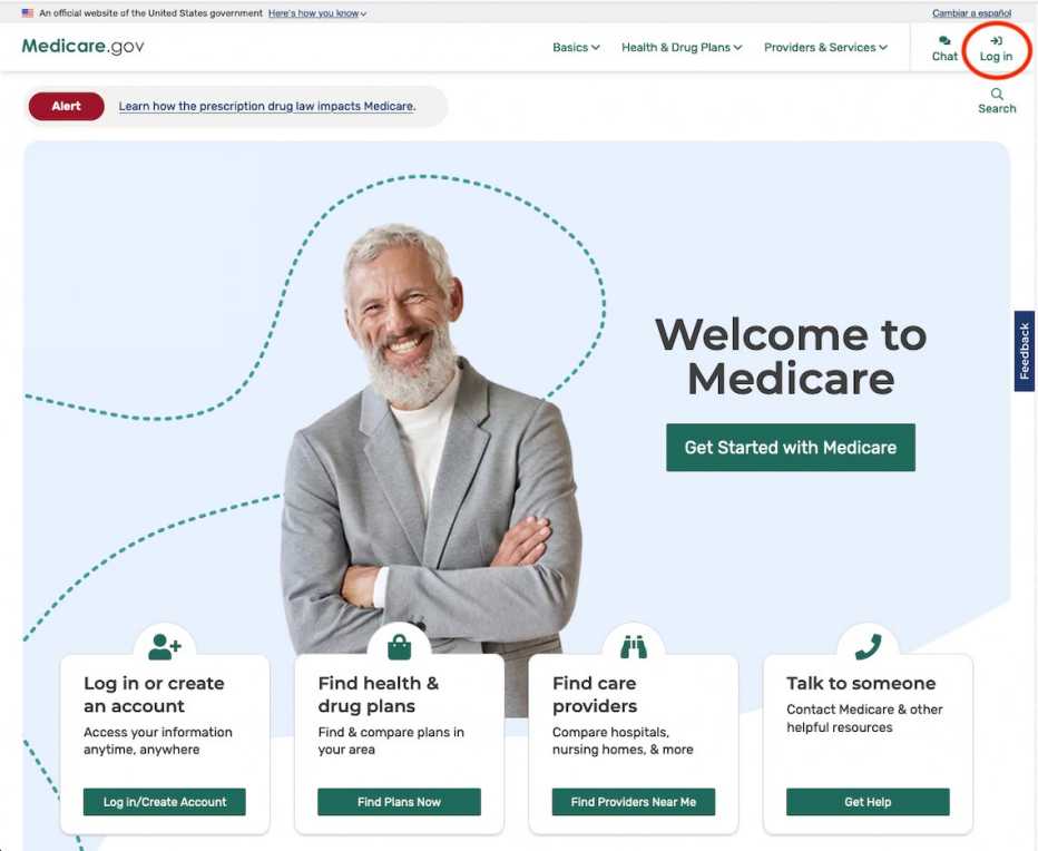 screengrab of the medicare.gov landing page