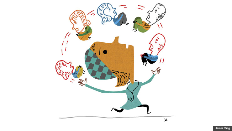 doctor juggling patients, happy birthday medicare