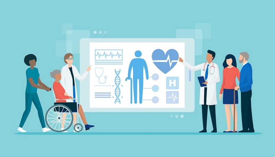 medical team examining senior patients