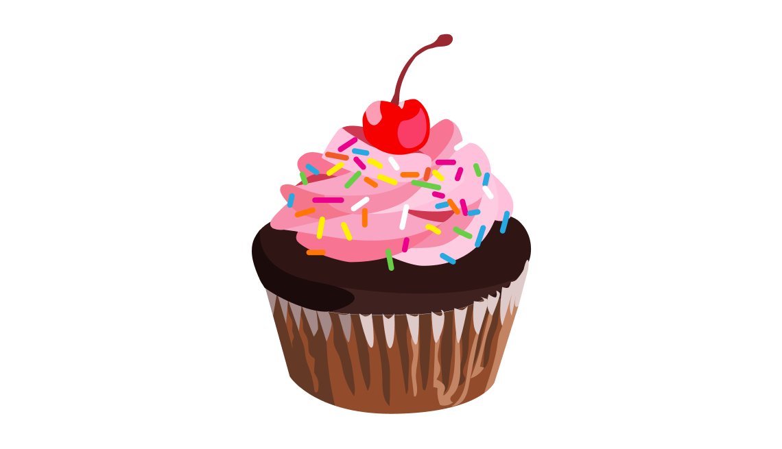 Watch a Video on Member Benefits for 300 Points illustration of a chocolate cupcake with strawberry icing and cherry on top