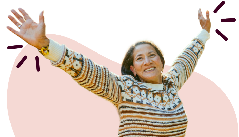 Woman raising her arms celebrating