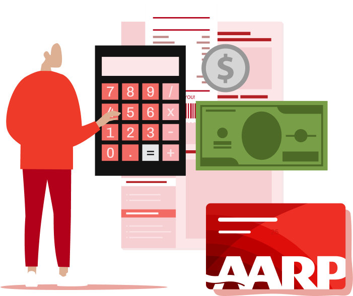 An image showing a person with generic savings icons.