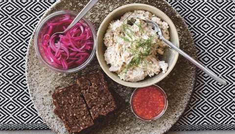 smoked trout salad on serving dish
