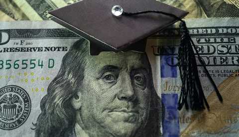 Ben Franklin on $100 bill wearing graduation cap Ben Franklin on $100 bill wearing graduation cap