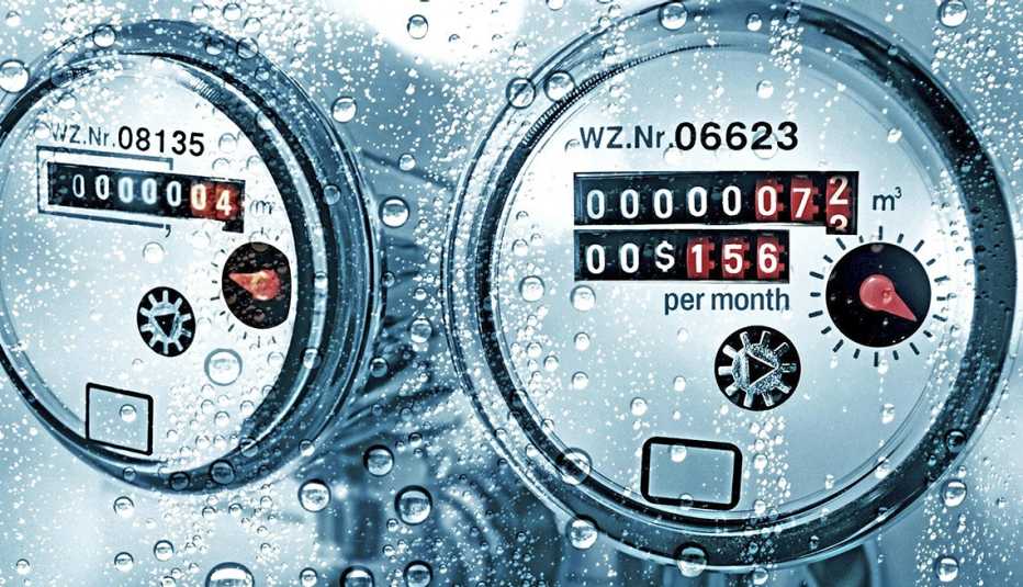 water meter showing counter numbers