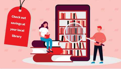 illustration of a woman sitting on books