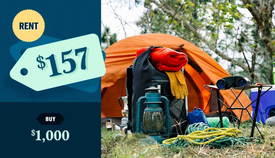 illustration with camping gear illustration with camping gear