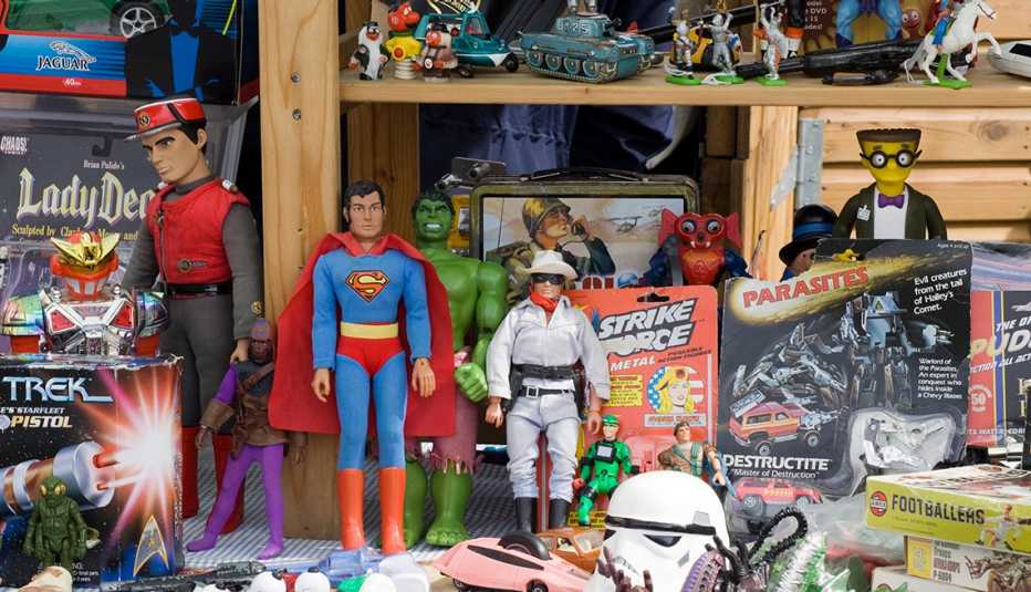 collectible toys on shelves including action figures of the lone ranger and superman collectible toys on shelves including action figures of the lone ranger and superman