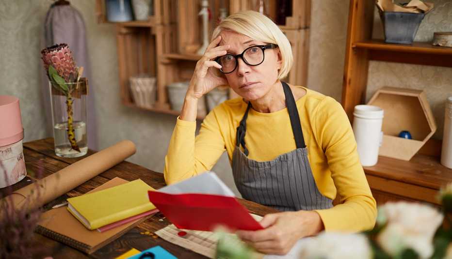 Woman and unpaid bills
