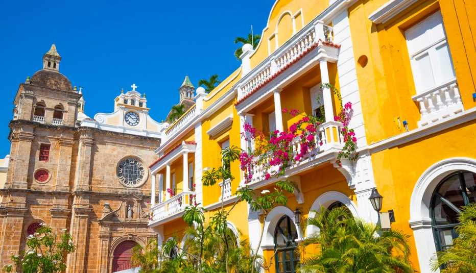 historic houses in colonial cartagena walled city in columbia