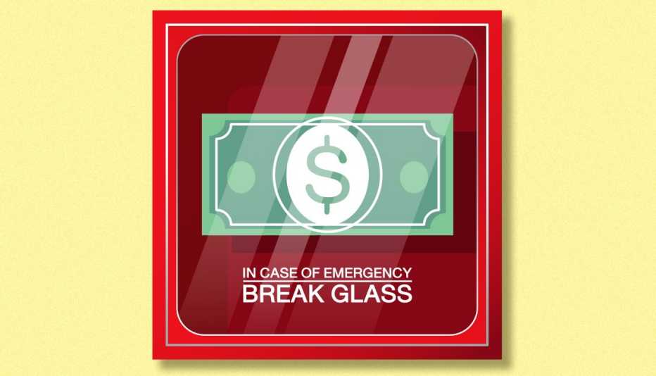 emergency cash in a fire alarm box in case of emergency break glass