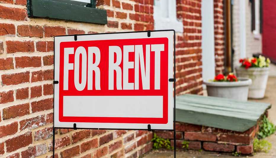 A "For Rent" sign